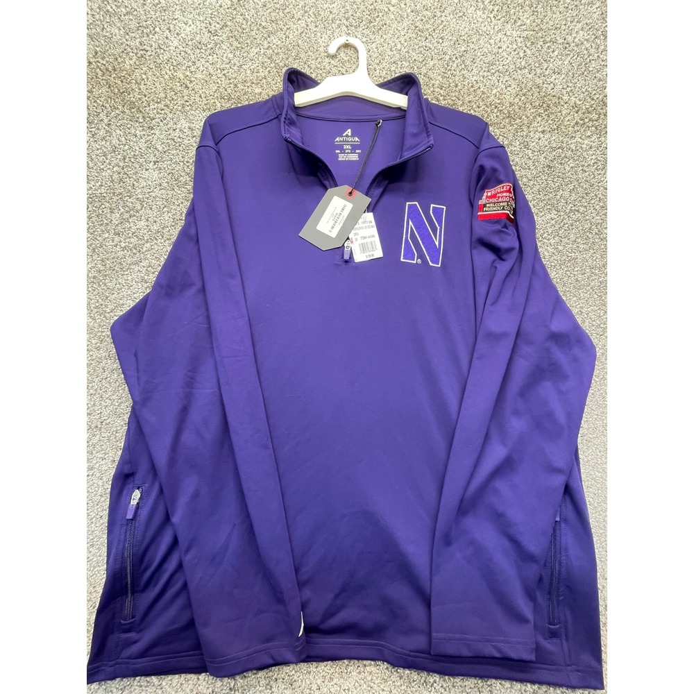 Antigua Northwestern Wildcats Pullover Men 2XL Purple NEW Wrigley Field Patch QZ